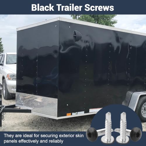 Black #10 x 1 in Enclosed Trailer Screws Self Tapping for RV - 150 Pcs Black 1 inch