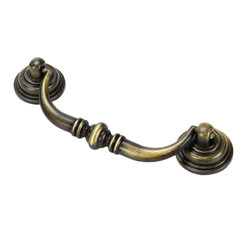 Quluxe 4.2" Hole Center Shabby Chic Drawer Pulls Handles Antique Bronze Kitchen Cabinet Drop Bail Pulls Handles- Bronze (Pack of 6)