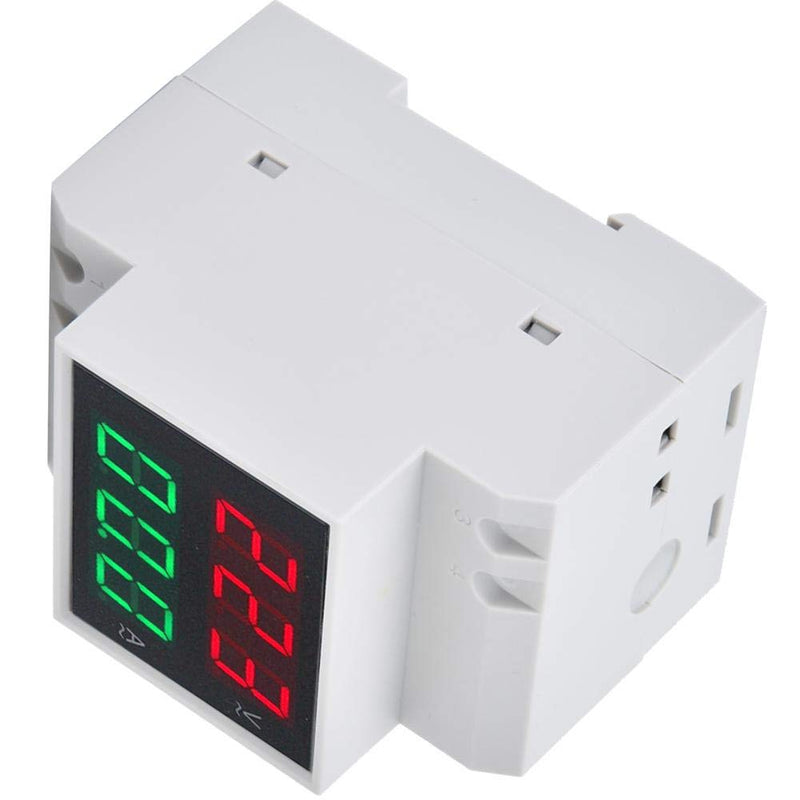 DIN Rail Voltage Ampere Meter, AC80-300V AC0-99.9A Multi-Functional Digital Din Rail Current Voltage Power Meter Ammeter Voltmeter, Din Rail Led Display Digital AC Voltmeter