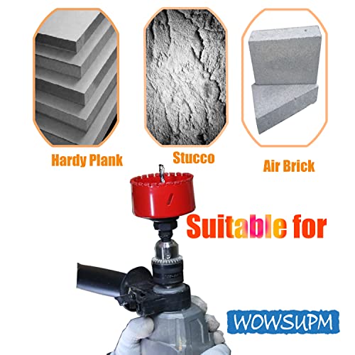 3” Carbide Grit Hole Saw with Pilot Drill Bits Up to 3X Long Life Cutting Air Brick Stucco Hardy Plank Drywall Cement Board 3inch