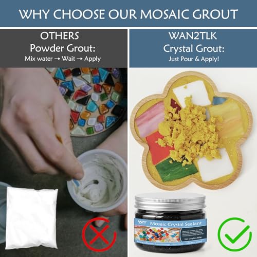 Black Mosaic Crystal Grout 200g, Mosaics Tile Tools, No Need to add Water, Direct caulking, Mosaic Crystal Sealant for All Tiles & Surfaces Black