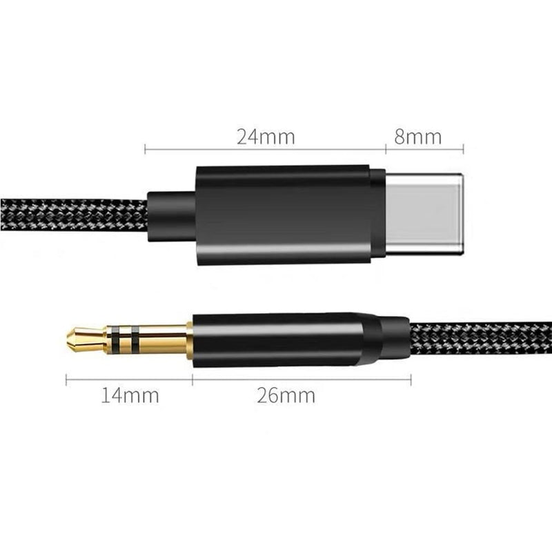 3.5mm 1/8" TRS Male to USB Type-C Adapter Cable Nylon Braided Digital-to-Analog Converter Transmits Mono or Stereo Audio Connects Smartphone,Tablet to Headphone,Car Speaker,Amplifier,Home Audio System
