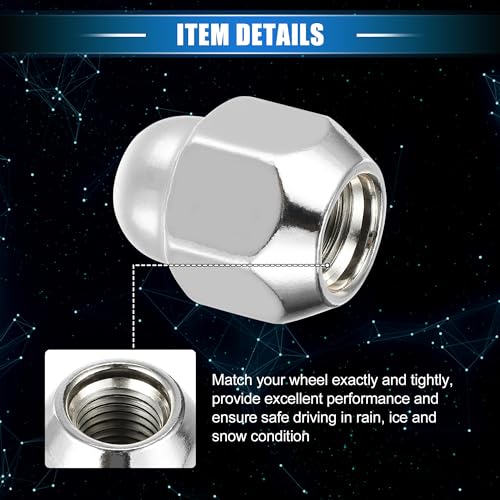 20 Pcs Wheel Lug Nuts Compatible for Hyundai Santa Fe Sonata, Durable Chorme Plated M12x1.5 Carbon Steel Silver Tone Tire Lugnuts 20