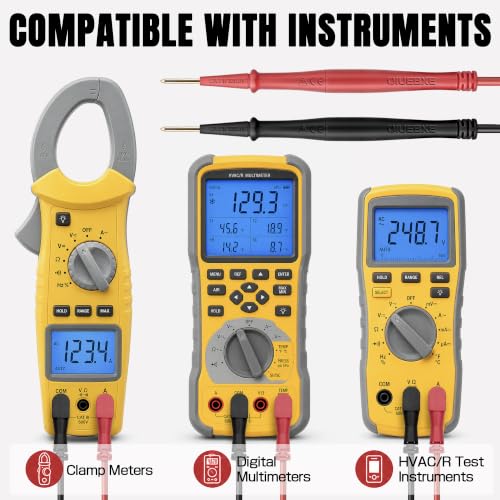Replacement for Fieldpiece ATLK7 HVAC Silicone Test Lead Kit Clamp Meters