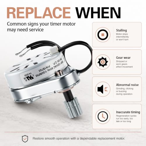 18743 Timer Motor Fit for Fleck 5600 2500 2510 2750 9000 9100 9500 3200 3210 Control Valve with Mounting Screws, 120V 60Hz 3W Time Motor Replace 18743-1, 13400, 13944