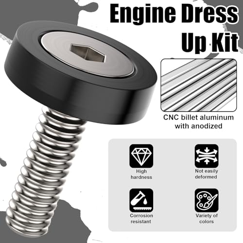 40 PCS Engine Dress Up Kit, CNC Finishing Fender Bumper Washers (Black) 40 pcs Black