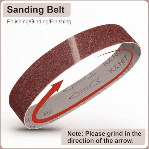 HARFINGTON 1-1/2 x 60 Inch Sanding Belts, 6 Pcs 36 Grit Aluminum Oxide Abrasive Belt Sander File Belt for Woodworking, Metal Polishing, Knife Sharpener 1-1/2 x 60 Inch(36 Grit)