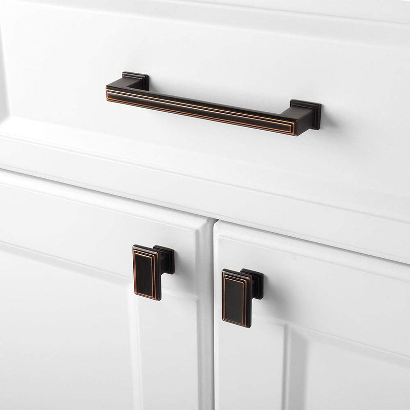 KOOFIZO 10 Pack Oil Rubbed Bronze Cabinet Knobs Rubbed Bronze Drawer Knobs K07 Rectangular Single Hole Cabinet Pulls for Cabinets Drawers Dresser Cupboard Bedroom Closet Bathroom Knob 01 - 10Pcs Classic