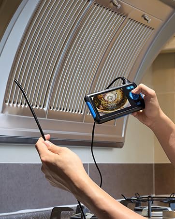 T TAKMLY Endoscope Camera with Light, 4.3'' Inspection Snake Cameras, 1080P HD Borescope, Dual Lens, IP67 Waterproof Snake Camera for Inspecting Walls, Vents, Automotive Engines, Pipes, 16.4FT Blue