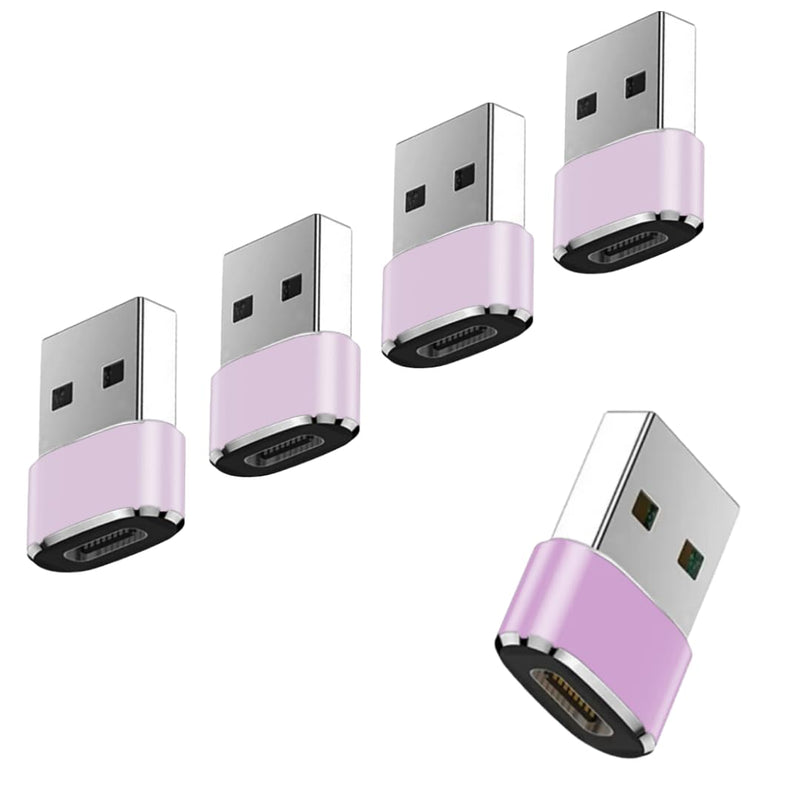 USB Type C Female to USB A Male Charger Converter Adapter 5 Pack for iPhone 15/Pro/Pro Max/Plus/14/13/12, XS/XR/X, Watch Series. iPad, Samsung (Pink) Pink