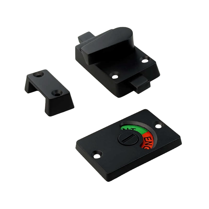 Vacant Occupied Bathroom Lock, Zinc Alloy Latch Indicating Lock Bathroom Door Privacy Lock Indicator Bolt Vacant/Engaged Bathroom WC Public Restroom Toilet Privacy Partition Door Lock Latch (Black) Black