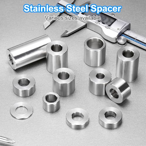 uxcell 5pcs Stainless Steel Spacer 1/2" Bore x 1" OD x 1-1/8" Length Screw Bushing Plain Finish Round Metal Spacer for M12 Screws Bolts and Rods 1/2" x 1" x 1-1/8"