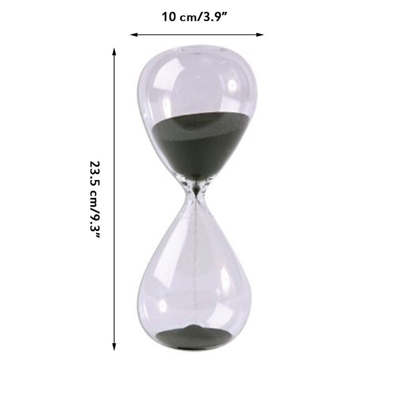 Large Fashion Black Sand Glass Sandglass Hourglass Timer Clear Smooth Glass Measures Home Desk Decor Xmas Birthday Gift (60 minutes) 60 Minutes