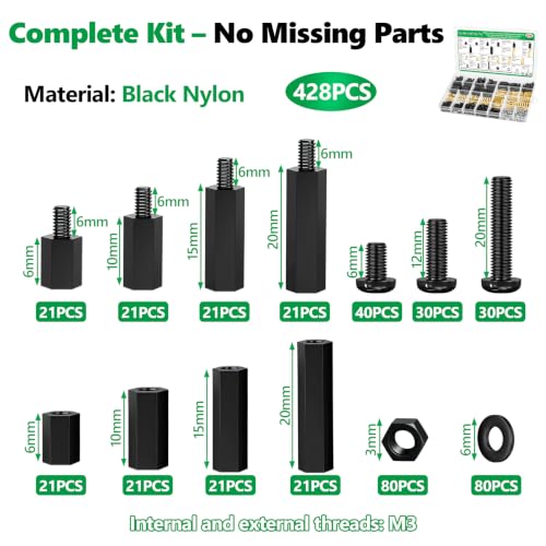 696PCS M3 Brass and Nylon Motherboard Standoffs Kit 696PCS M3