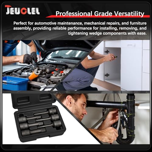 6PCS 3/8” Drive Impact Wedge Proof Extractor Set, Bolt Extractor Kit Long 6pcs Wedge Proof Extractor