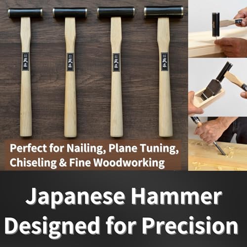 Japanese Carpenter Hammer GENNO 375g / 13.2 oz Double Face Woodworking Hammer Wood Handle for Chisel, Japanese Hand Plane, Nail, Made in JAPAN