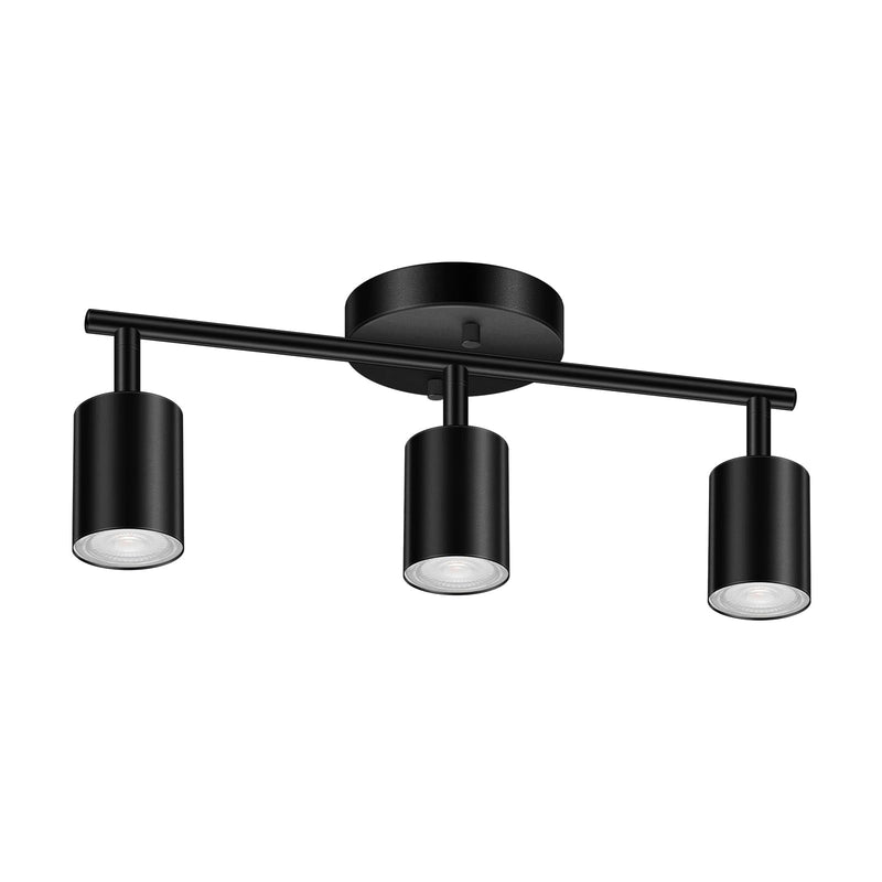 LED Track Lighting Fixtures Ceiling, Black 3-Light Track Lights for Kitchen, 3 Way Ceiling Spotlight, Flexibly Rotatable Wall Mount Light Head for Bedroom Hallway, Bulb Not Included 3-Light Track Lighting
