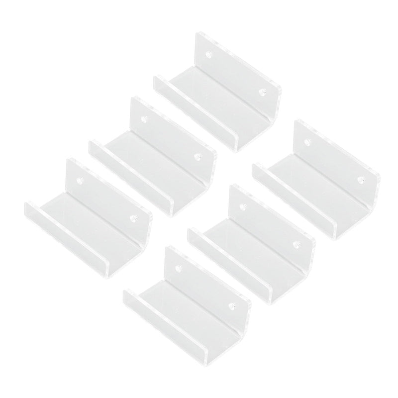 6Pcs Clear Acrylic Record Shelf, Wall Mount Vinyls CD Storage Rack Floating Shelves with Mounting Accessories, for Home Office Living Room Bedroom