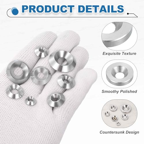 MECCANIXITY 16 Pcs M6 Finish Countersunk Washer, 4x20mm 304 Stainless Steel Counterbore Head Washers Gaskets Shim for Mechanical Accessories Parts, Silver M6x4x20mm