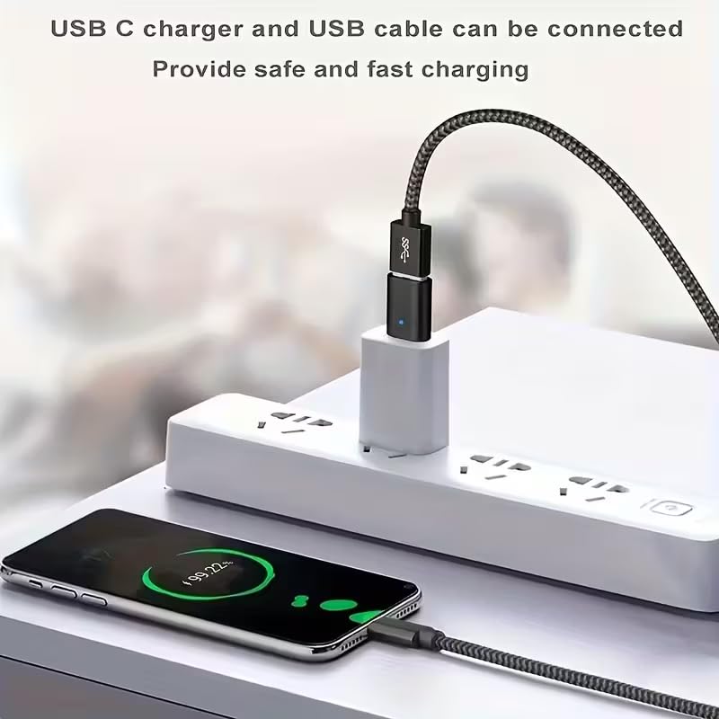 USB C to USB 3.0 Adapter (5.08cm / 2in), USB-C Male to USB-A Female OTG Converter, Black & Silver – Pack of 2
