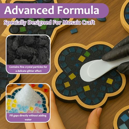 1DFAUL 200g Mosaic Crystal Grout for Crafts, Direct caulking (Black) Black