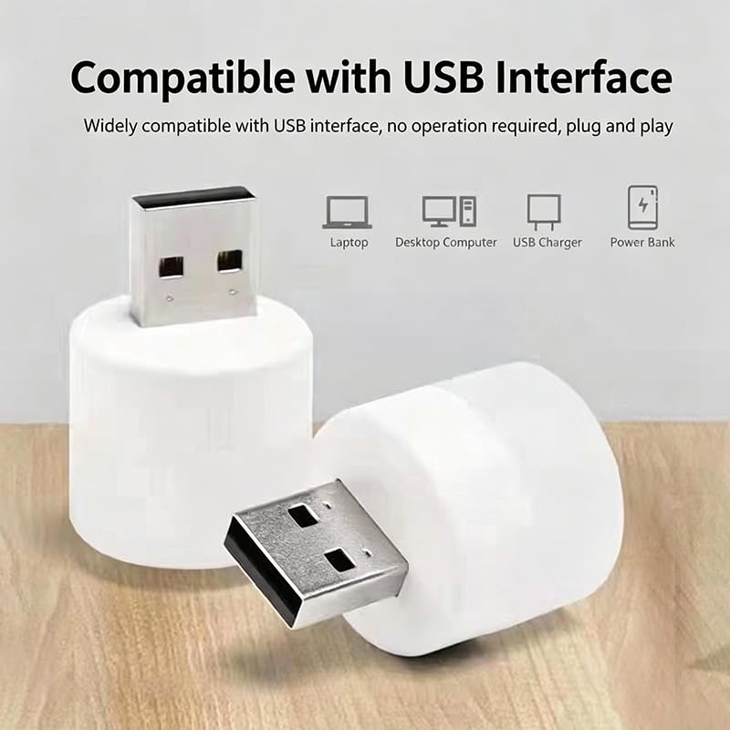 Mini USB Plug-in LED Night Light, Portable Tiny USB Light Bulb, Warm White & Cool White Options, Compact Illumination for Bedroom, Hallway, Kitchen (Warm White)