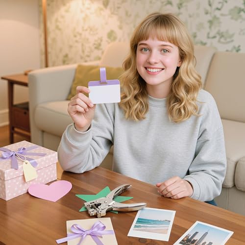  [AUSTRALIA] - 2-in-1 Round & Slot Badge Hole Punch, Handheld Card Puncher for ID & Tag