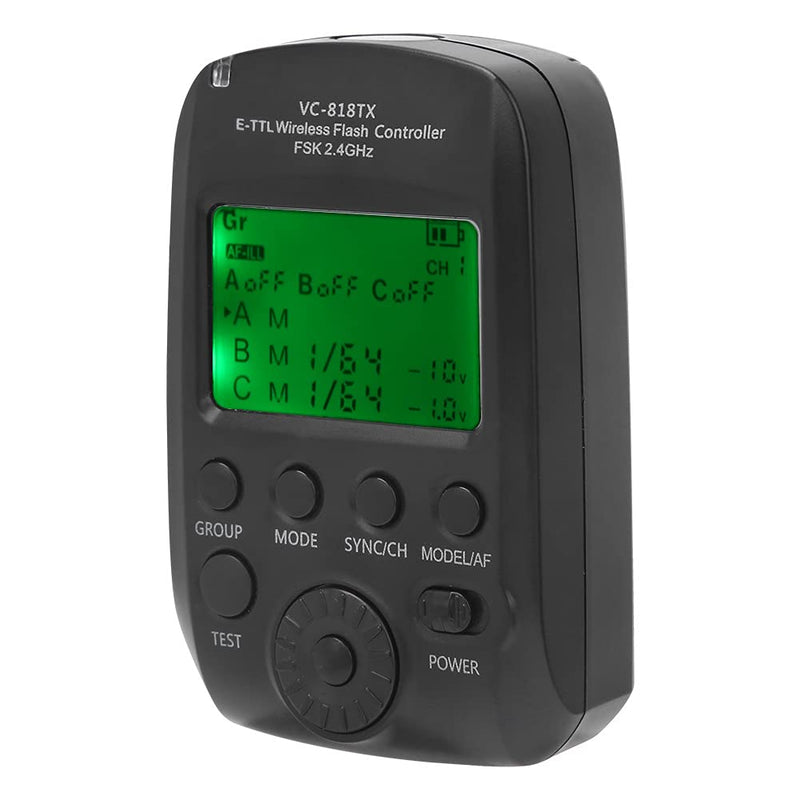 VC-818TX E-TTL Flash, 2.4G Transmitter Maximum Support for 1/8000s High Speed Synchronization Supports 8 Channels 30ID, for Camera
