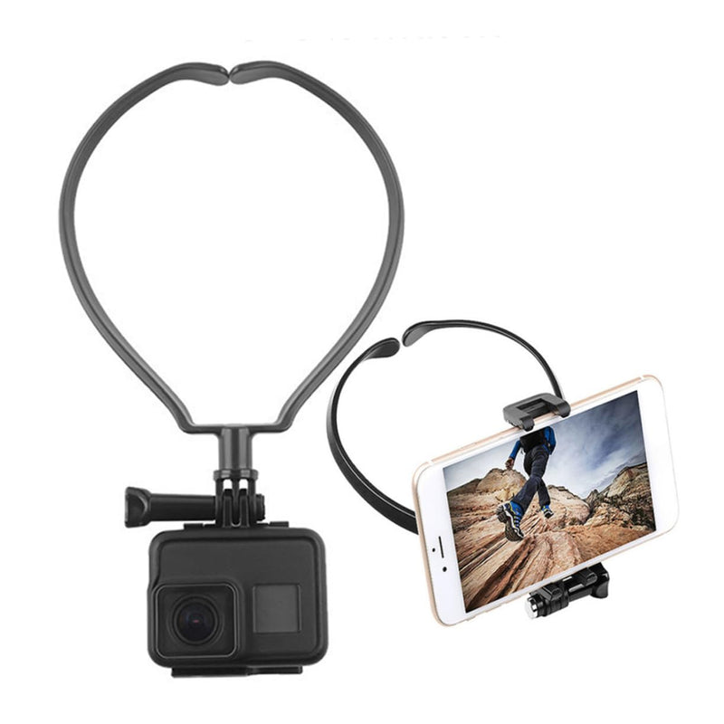 POV Collar Neck-Hanging Selfie Video Stabilizer Camera Mount Hands Free Neck Mount Neck Hanging Mobile Holder Plastic Neck Clamp Phone Neck Mount Abs Hanging Neck Accessories, 23X16CM, Black