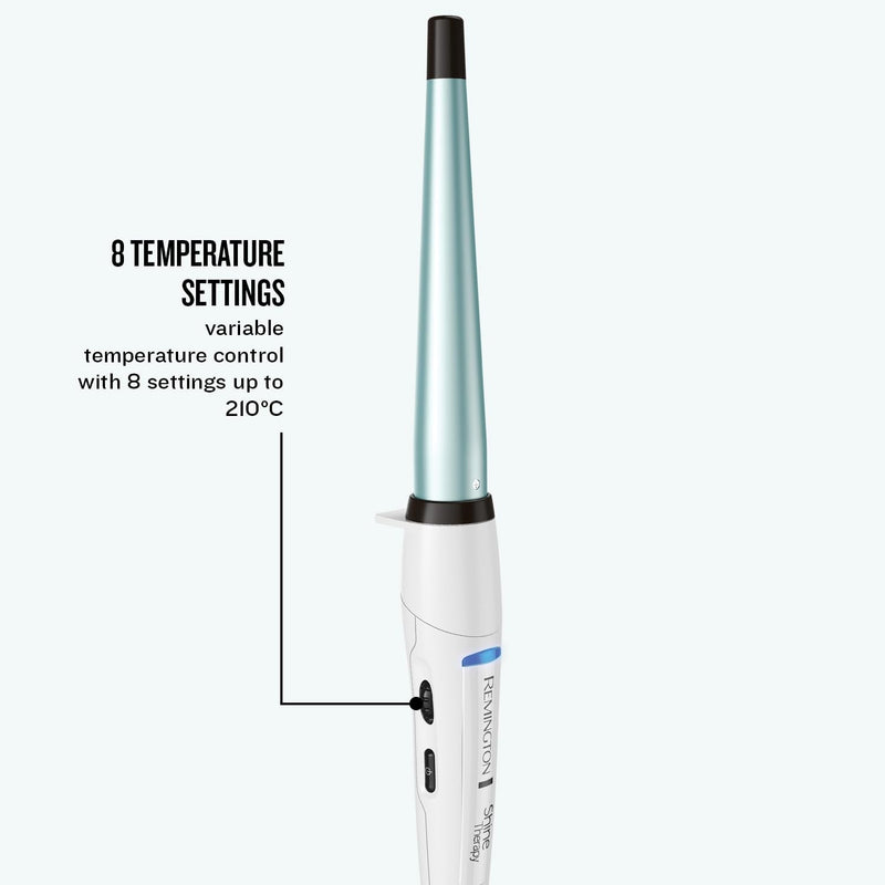 Remington Curling Wand, Conical barrel 13-25mm, Shine Therapy, Curler for shiny curls and waves, Ceramic coating infused with Moroccan Argan Oil, Fast heat up, up to 230°C, Cool Touch Tip, CI53W | Ceramic Coating Infused with Moroccan Argan Oil, Fast H...