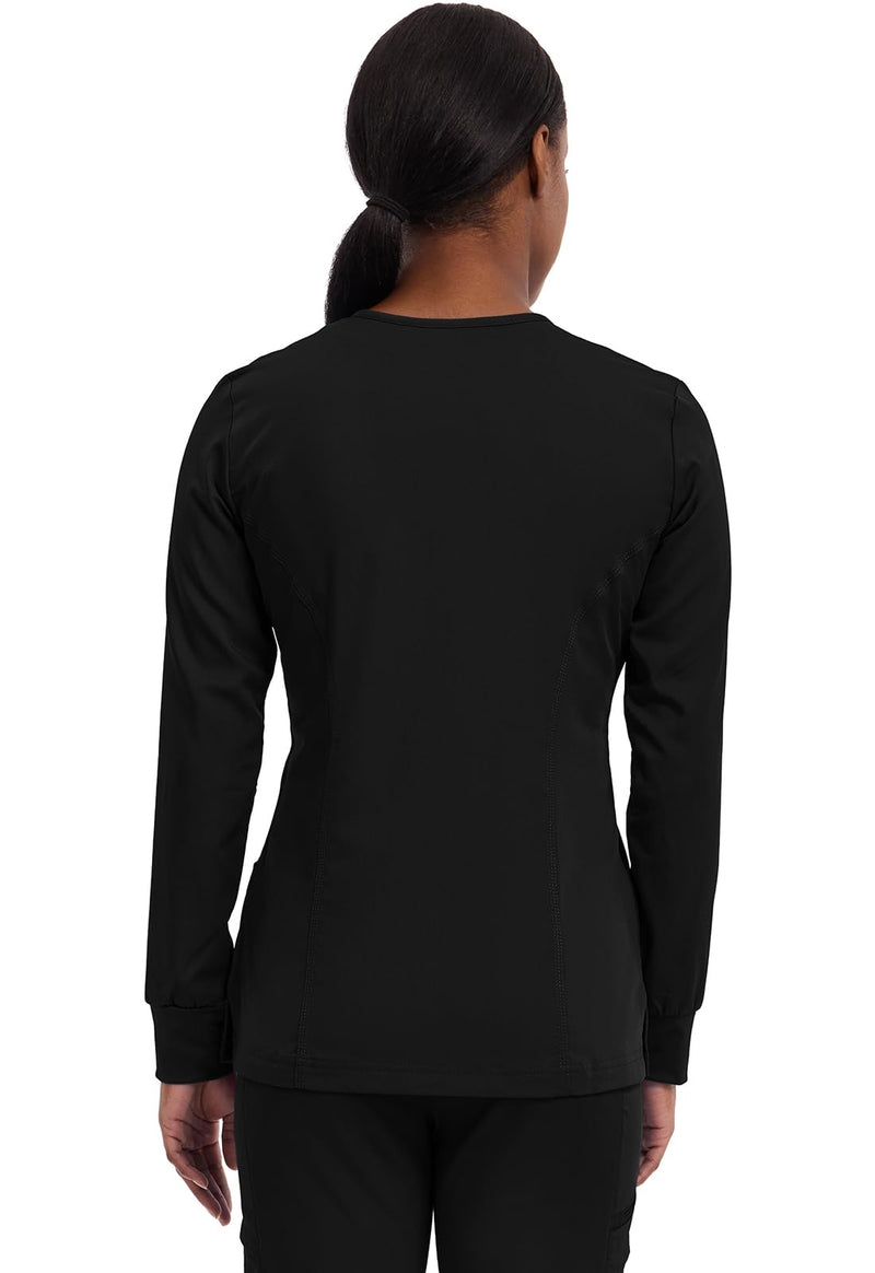 Healing Hands Women's Snap Front Scrub Jacket Daisy 2-Way Stretch Uniform 5063 Large Black