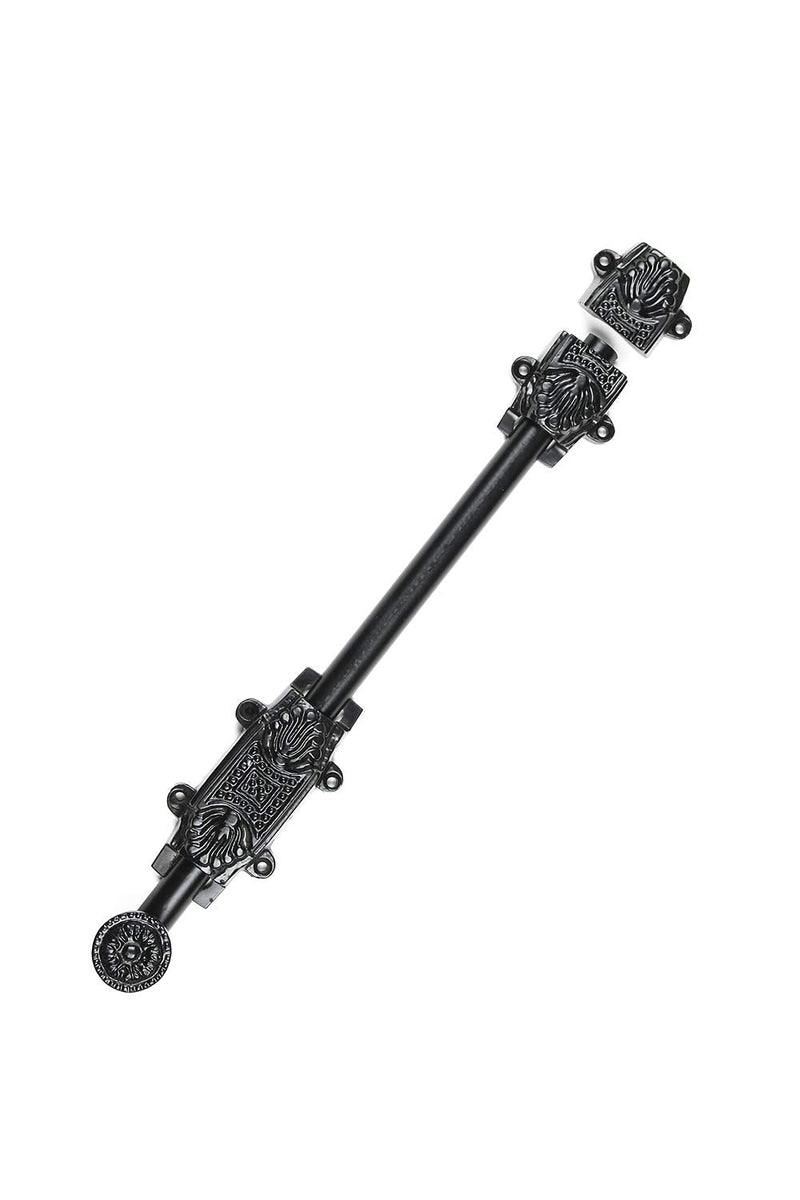 A29 Door Sliding Bolt & Latches, 12 X 1 1/4 X 1 7/8 inches with 3 Gate Latch, Barrel Bolt Iron Black Powder Coat Finish, Security Slide Lock for Doors Gates Cabinet 12 x 1-1/4 Inch