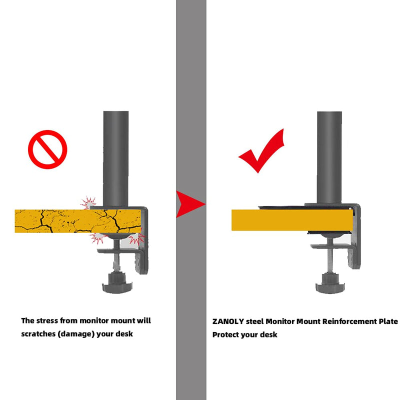 Steel Monitor Mount Reinforcement Plate,Steel Bracket Plate for Thin, Glass,and Other Fragile Desktop，Fits Most Monitor Stand C Clamp Installation On Market White-2