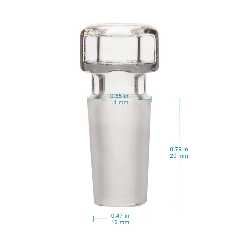 stonylab Glass Hex Head Hollow Stopper, Hexagonal Glass Stopper for 14/20 Outer Joint with Closed Bottom, Ideal for Sealing Lab Glassware, for Laboratory Use Only (5 Packs) 14/20 Joint