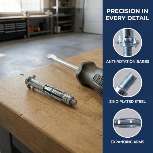 30pcs Molly Bolts Hollow Wall Anchors Heavy Duty Zinc Plated Steel, Metal Drywall Anchors for Plaster, Tile and Cavity Walls, Expansion Anchor Kit for Hanging Curtain Rods and Frames(M5-65) M5-65