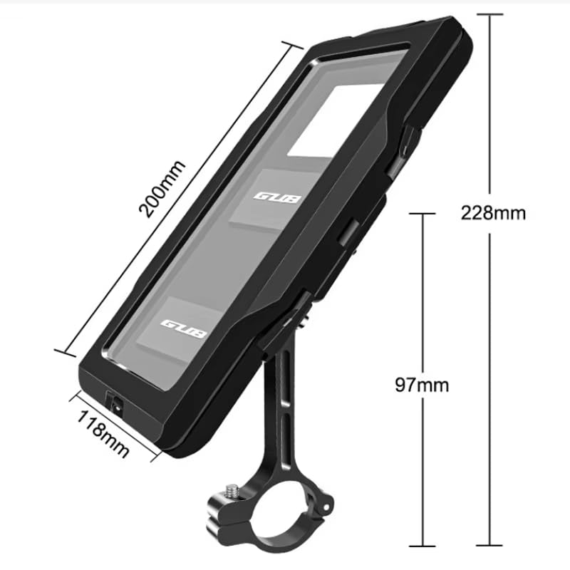 GUB Plus 16 Waterproof Phone Holder Full Sealed Touch Screen Bike Mount Phone Case Cover for Cellphone GPS etc Black