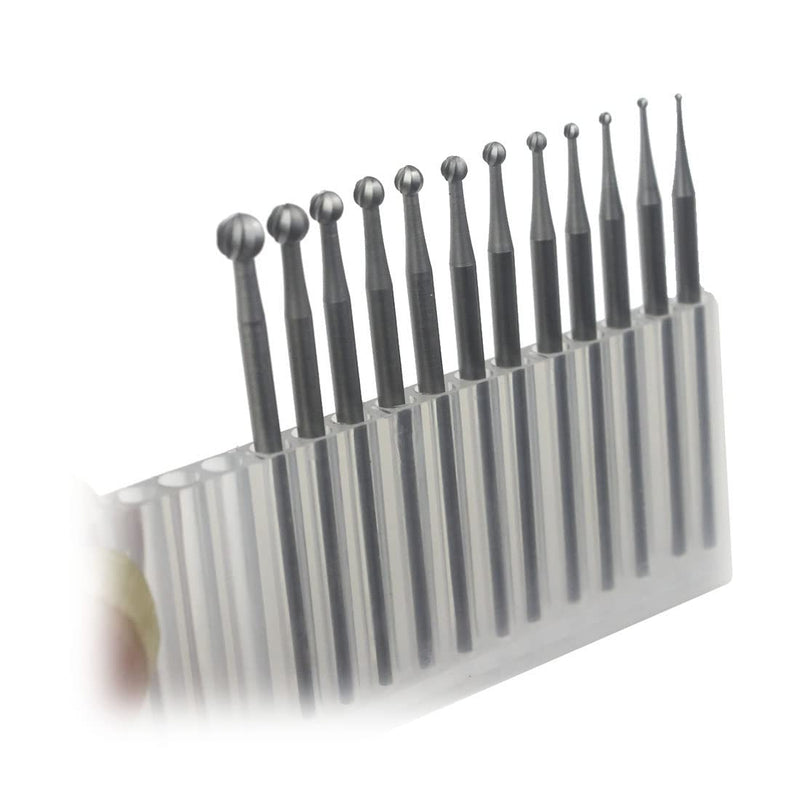 12 Pcs Round Shape Ball Burr Set - 3/32'' Shank Jewelry Making Burs Round Ball Shape Engraving Bits for Lapidary (008-040)
