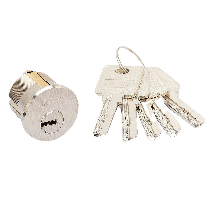 Solid Brass Mortise/Rim Lock Cylinder, 1-1/8"(Overall Length: 28.5mm), Single Cylinder, Satin Nickle, dimple Keyway, Standard Outdoor & Indoor Use, Door Lock Replacement, with 5 Keys…