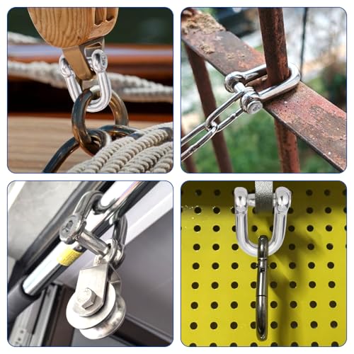 5Pcs M10 D Shackle Hex Sink Screw Pin, Max 1411LBS Load Capacity 5Pcs M10 D Shackle Hex Sink Screw Pin