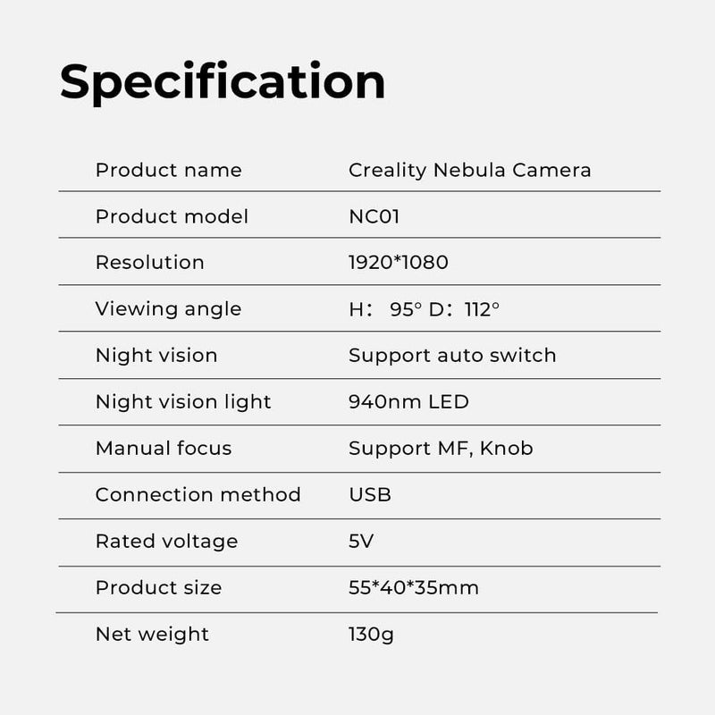 Creality Nebula Camera, 3D Printer Camera for 24H Real-Time Monitoring, Time-Lapse, Spaghetti Detection, WiFi Connection Fits for Sonic Pad, Nebula Pad, Ender 3 V3/Plus/KE/SE, CR-10 SE