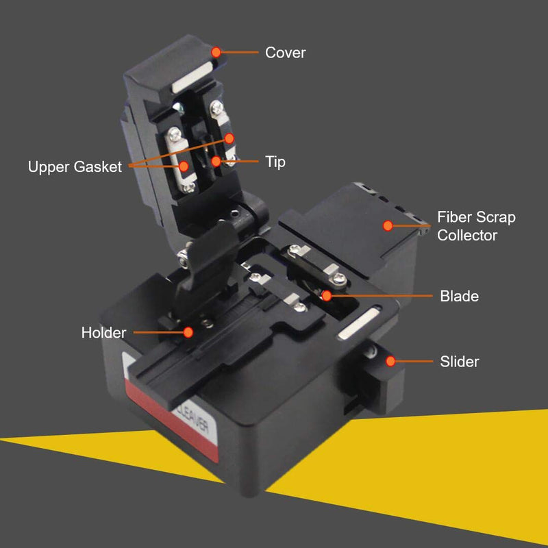High Precision Optical Fiber Cleaver with 16 Cleaving Spots and 48000 Cleaves Fiber Cutter Tool with FTTH Fiber Holder for 0.25mm 0.9mm 3.0mm Coating Diameter Fiber