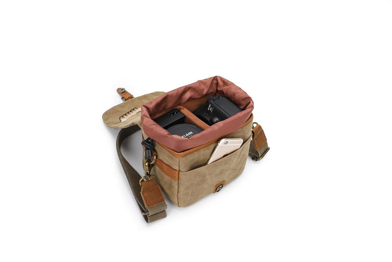 Vintage Canvas DSLR/SLR Camera Bag - Thick Protective Case for Camera and Lens - Water Resistant - Sling Shoulder Bag for Photography, Hiking, Shooting, and Traveling(Army Green) Army Green