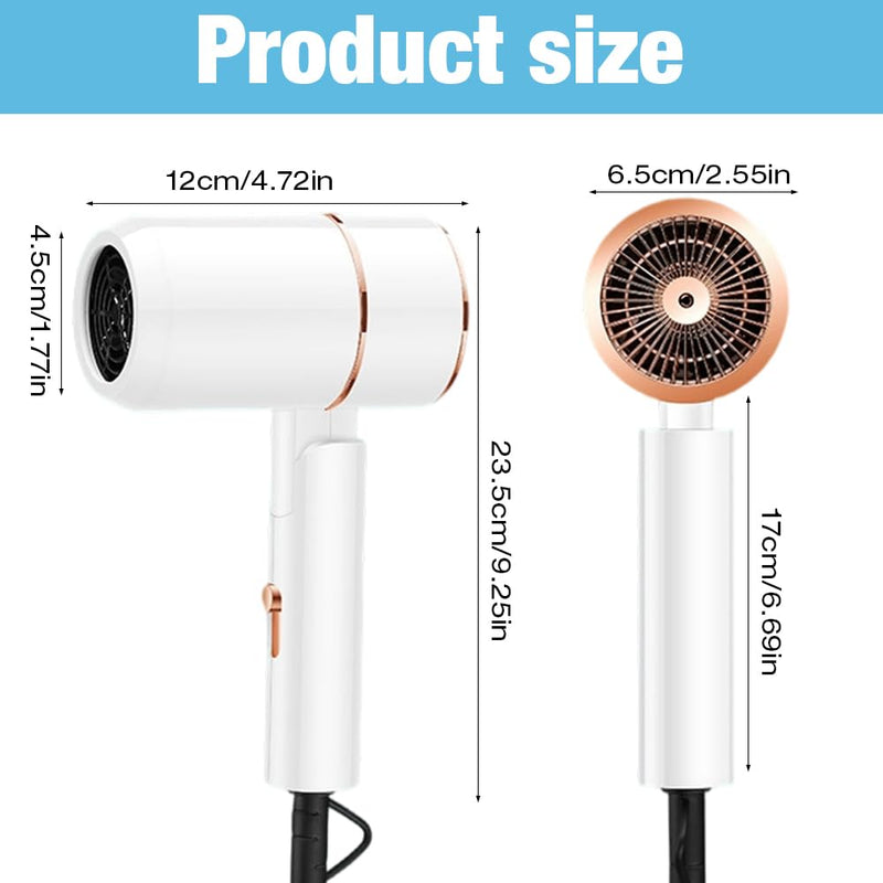 Travel Hair Dryer, Foldable Travel Professional Hair Dryer, Small Blow Dryer with Concentrator, Blow Dryer with Heating and Cool, Fast Drying Ionic Hairdryer for Women, Men, Salon, Home(White)