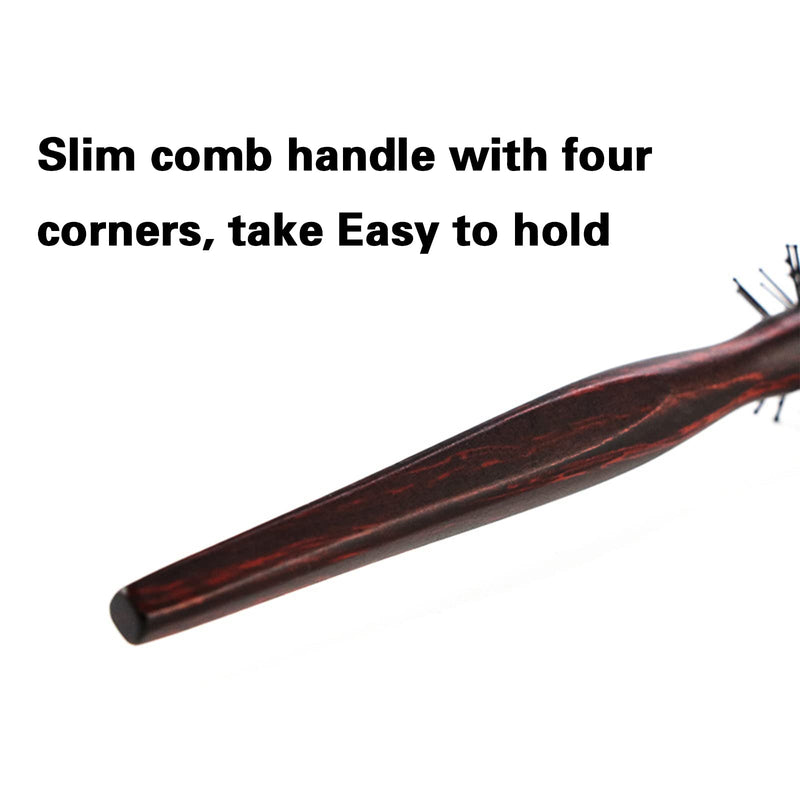  [AUSTRALIA] - 1 Piece Small Round Nylon Bristle Quiff Roller Hair Brush,Hair Brush,21cm | Beard Brush,Round Hair Brush,Small Mini Round Hair Comb,for Men Women,Curls,Men's Short,Bangs & Beard brown