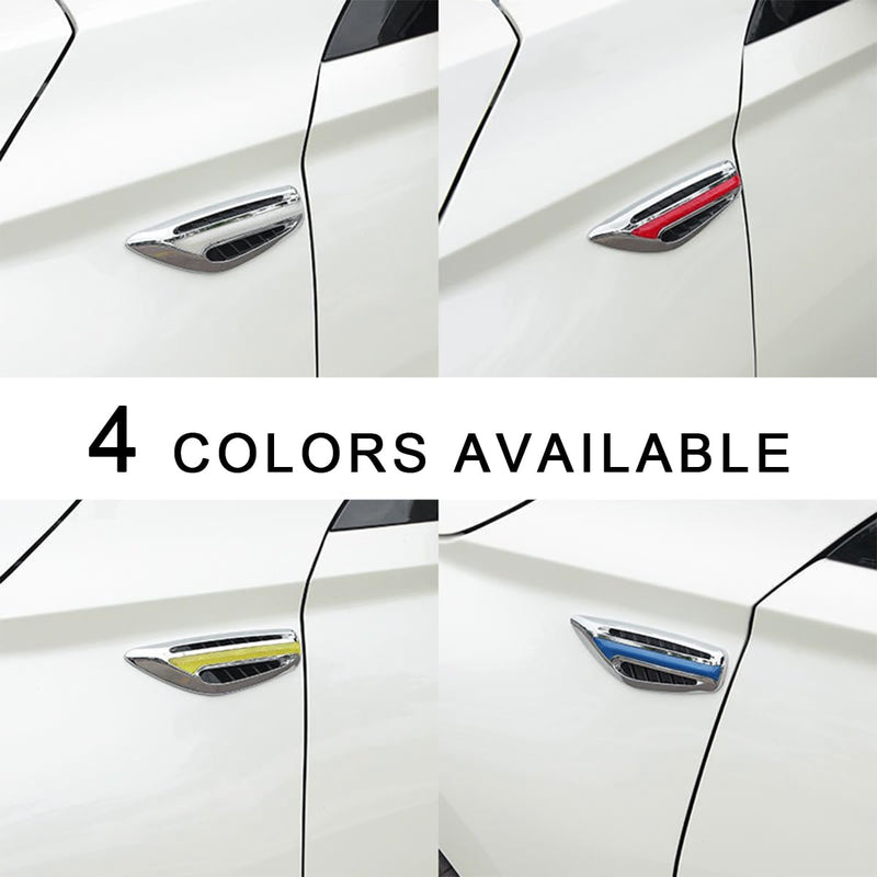2 PCS Car Hood Vent Trim, Waterproof Stylish Vehicle Air Flow Fender Side Vent Decor Sticker, Durable ABS Plastic Blue