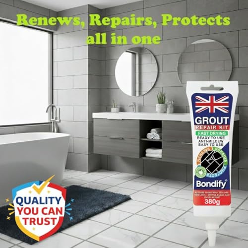Waterproof White Tile Grout Repair Kit Premixed, 13.4oz/380g Fast Drying, Extra Volume Premixed Acrylic Sanded Grout Filler for Bathroom, Shower, Kitchen, Patio, Window, Gaps & Crack Filler WHITE - 13.4 Oz x 1PC