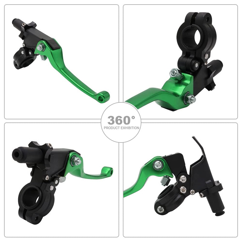 JFG RACING Motorcycle Brake Clutch Lever 7/8'' 22mm Folding Levers Aluminum Alloy Universal for CRF50 KLX SSR TTR 110 125 150 200 250cc Dirt Pit Bike ATV Mini Bike Green