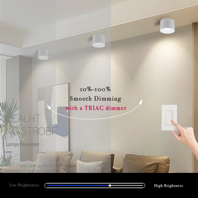 LED Dimmable Ceiling Spotlight Aluminum White 4.72" Cylinder Spot Light Indoor Modern Minimalist Focus Accent Down Light for Cylinder Hallway Kitchen Foyer CRI 98 12W 3000K Round-12W-Dimmable