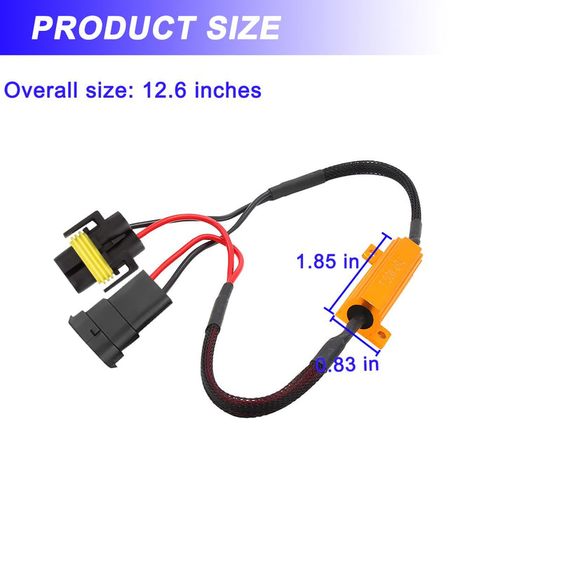 BESULEN 2PCS H11 Car LED Resistor Kit, 50W 6Ohm Vehicle Headlight Anti Flicker Error Decoder, Auto Fog Turn Signal Bulb Load Resistor Relay Harness Adaptor, Universal Auto Accessories