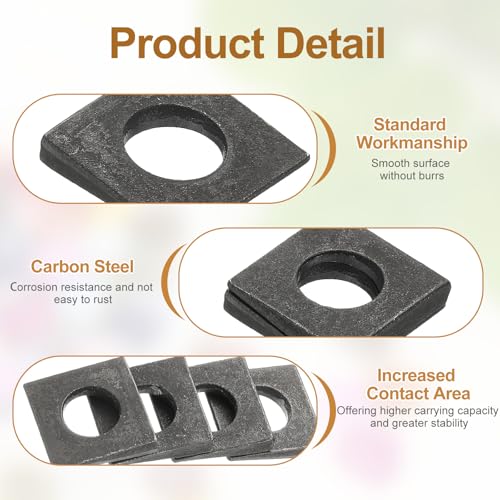 PATIKIL 15pcs Beveled Square Washers, M16x35mm Square Beveled Washers Bearing Strut Plate Flat Pad Spacer Carbon Steel for 16mm Bolts Wedge Shim Leveling Fastener Nut Bolt Gasket, Black